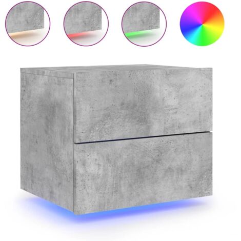 Huuger Comodino Con Luci LED RGB E Stazione Di Ricarica USB/Type-C - 2 Cassetti In Tessuto E Scaffale Aperto, Nero
