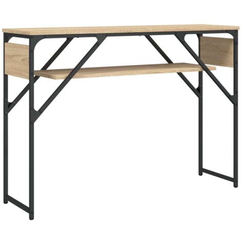 Tavolo Consolle Stretto Industriale: X In Metallo, 105 Cm, Marrone Rustico - 3
