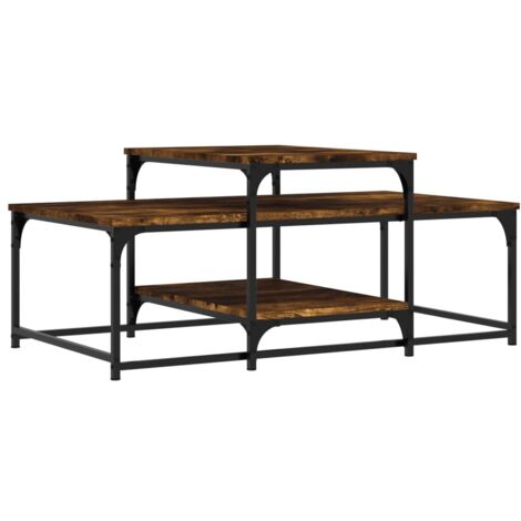 Tavolino da caffè dal design moderno e contemporaneo 102 x 60 x 45 cm in legno ingegnerizzato marrone e metallo DEC038385