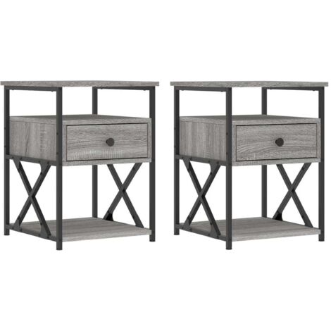 FCH set di 2 comodini con cassetto, intaglio, tavolino per