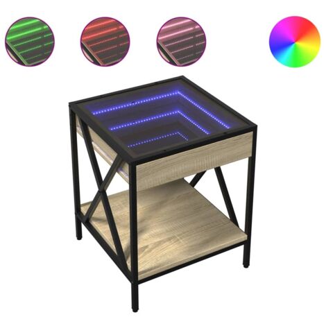 Tavolino Da Salotto Dal Design Moderno Con LED 40 X 40 X 49 Cm In Legno Ingegnerizzato Vetro E Metallo Dec037559 88781377