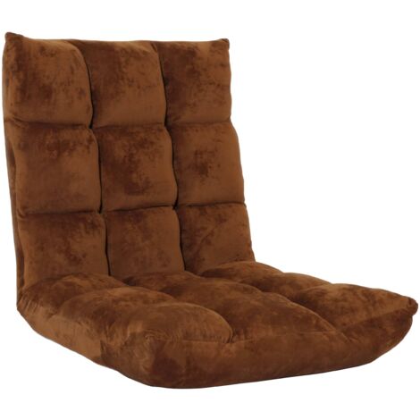 Sedia Da Terra Con Cuscino Da Pavimento, Schienale Regolabile In 6 Posizioni Di Relax Struttura Stabile Velluto Marrone Scuro 040006364 85332402