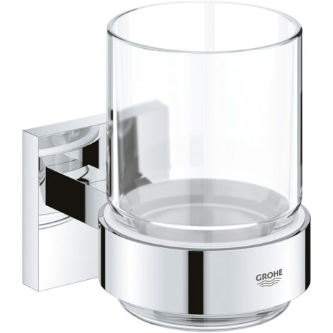 GROHE QuickFix - Start Cube - Cristal con soporte - Acabado cromado 41097000 (atornillar o pegar)