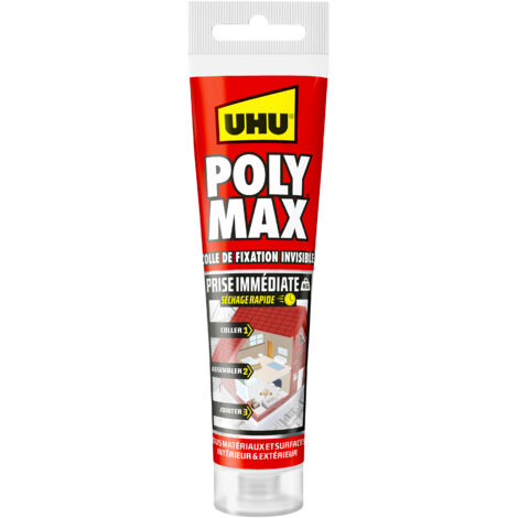 UHU Polymax curado instantáneo - sellador/adhesivo MSP para pegar, unir y rejuntar, todas las superficies, ultra fuerte, sin disolventes, blanco, tubo de 165 g