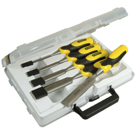 Juego de cinceles para madera - 5 piezas - 6-10-15-20-25 mm - Mango bimaterial - STANLEY, 2-16-888