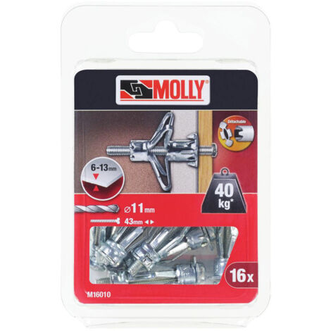 16 Tapones de expansión metálicos Ø 5 x 36 mm con tornillo M5 MOLLY - M16010-XJ