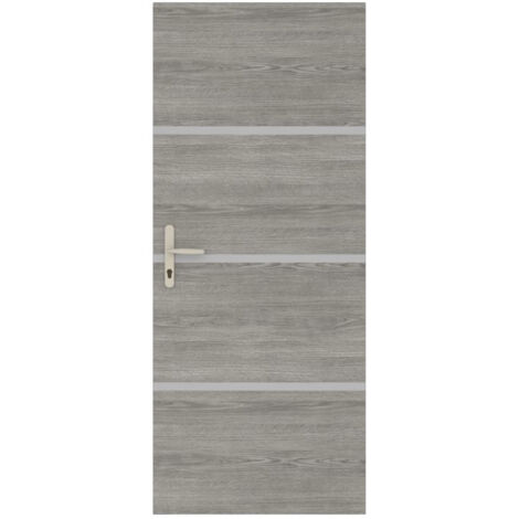 NORDLINGER PRO Kit de renovación puerta roble greige y perfiles aluminio gris Pre-pegado