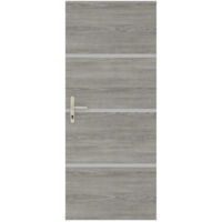 NORDLINGER PRO Kit de renovación puerta roble greige y perfiles aluminio gris Pre-pegado