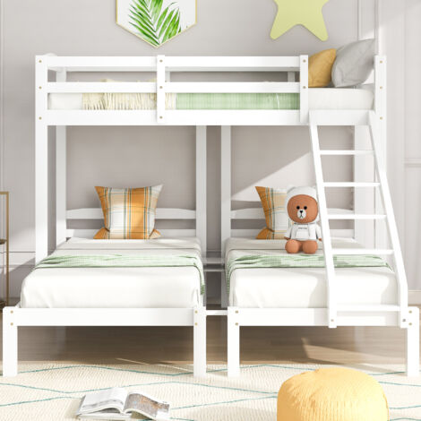 Letto A Castello In Legno Di Pino 90x200 Cm Con Scala, Lavagne E Ripiano – Stile Scandinavo Per Bambini - 4