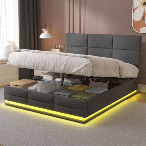 Struttura letto king size con testiera portaoggetti