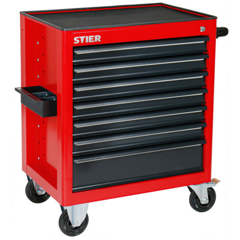 Stier – Servante d'atelier vide 7 tiroirs – Capacité de charge par tiroir 35 kg – Rails de tiroir sur roulements à billes – Dimensions 884x696x490mm