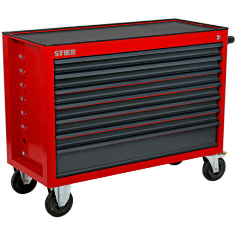 Stier – Servante d'atelier XXL vide – Chariot à outils 7 tiroirs – Charge max 300kg – Rails à billes pour tiroirs – Dimensions H890 x L1120 x P490mm