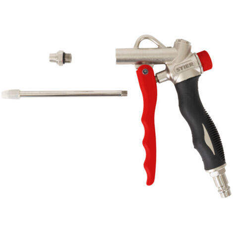 STIER Pistolet de soufflage avec buse remplaçable et FlowControl, Filetage PF 1/8, 6,3 bar, souflette air, souflette compresseur
