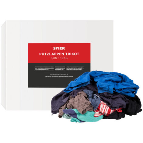 STIER Chiffons de nettoyage en tricot colorés 10 kg, multicolore, tissu mélangés, chiffons de chantier, torchons travaux (1/4)