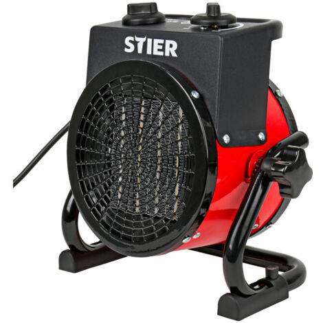 Stier – Appareil de chauffage électrique céramique 2,0 kW – Caisson en céramique – Thermostat continu – Ventilateur puissant pour chantiers humides (1/5)