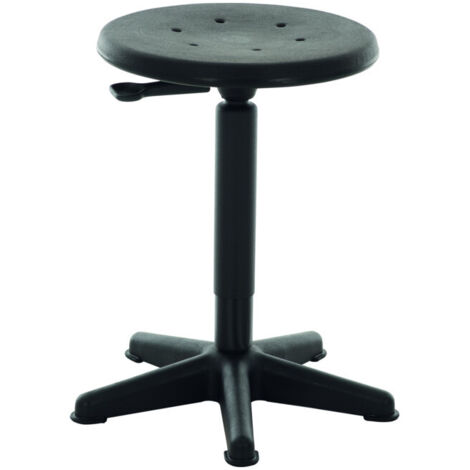 STIER Tabouret de travail à patins hauteur d'assise 440-630 mm, assise en PU, forme ergonomique, réglage en hauteur, chaise d'atelier, tabouret d'atelier (1/4)