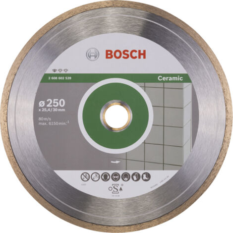 Bosch – Disque à tronçonner diamanté 250mm – Alésage 30 + 25,40mm – Coupe précise pour carrelage céramique doux – Largeur de coupe 1,6mm