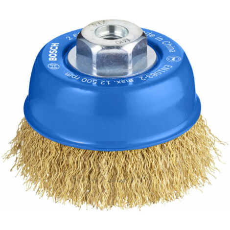 Brosse boisseau Bosch 75 mm à fils ondulés et laitonnés (1/5)