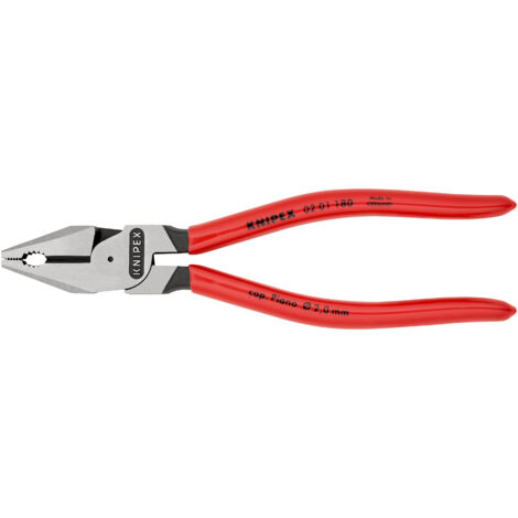 KNIPEX 02 01 180 Pince universelle à forte démultiplication gainées en plastique atramentisée noire 180 mm