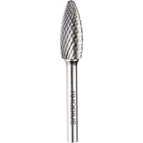 Fraise carbure Rhodius PRO, norme de fraise carbure H (FLF), flamme, 12,7 x 32,0 x 6,0 x 77 mm (1/2)