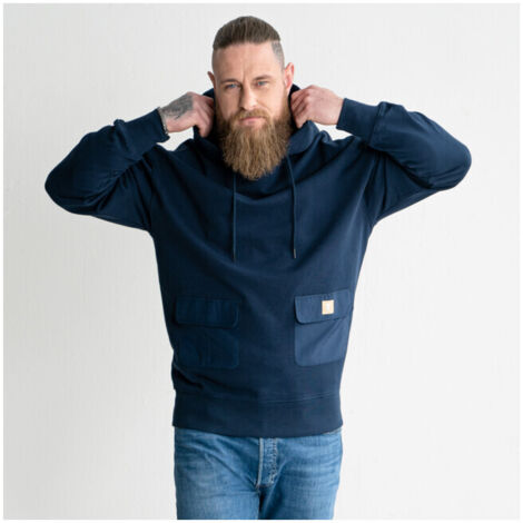 Sweat à Capuche Rétro Irlande Rugby – Logo Brodé, Bleu Marine, Taille XXL