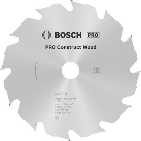 Lame de scie circulaire Bosch PRO Construct Wood FWF 160x2,6x20 12Z - 2608640630 (1/6)