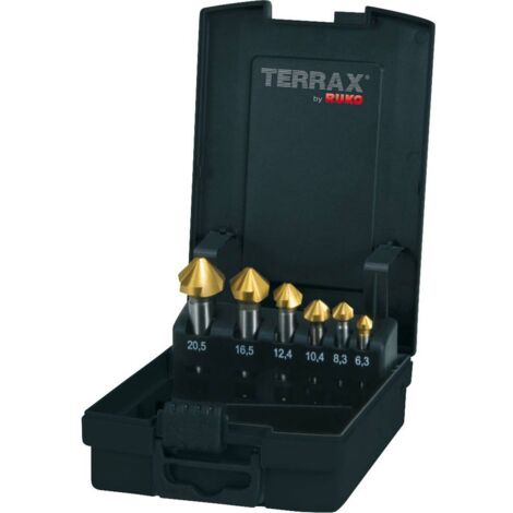 RUKO A102152TRO Jeu de fraises coniques 6 pièces 6.3 mm, 8.3 mm, 10.4 mm, 12.4 mm, 16.5 mm, 20.5 mm HSS TiN 1 set A076262 (1/3)