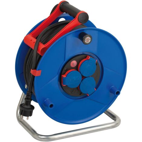 Brennenstuhl – Enrouleur électrique 40m H07RN-F 3G1,5 – 3 prises de sécurité – IP44 pour chantiers extérieurs – Poignée ergonomique Cablepilot