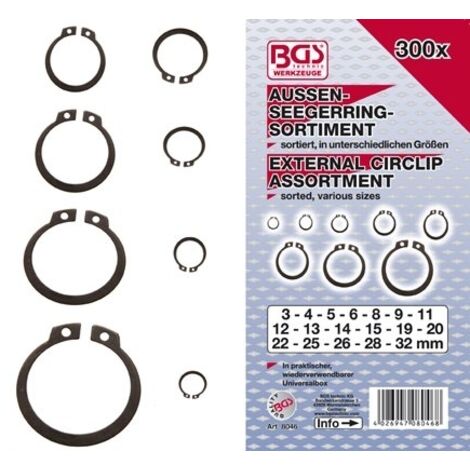 BGS TECHNIC 8046 ASSORTIMENT DE 300 CIRCLIPS EXTERNES (1/7)