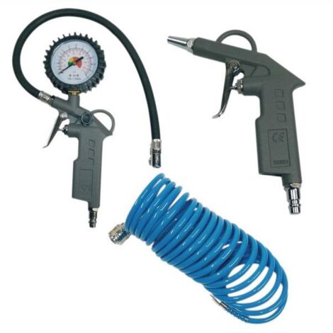 Kit d'accessoires pour compresseur pneumatique – 4 cylindres silencieux sans huile – Sécheur inclus – 8 bar max – 5 m de tuyau – Aerotec (1/5)