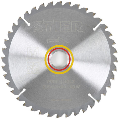 Lame de scie circulaire STIER Profi, bois, 216x2,4x30 40W, angle de coupe négatif -5°