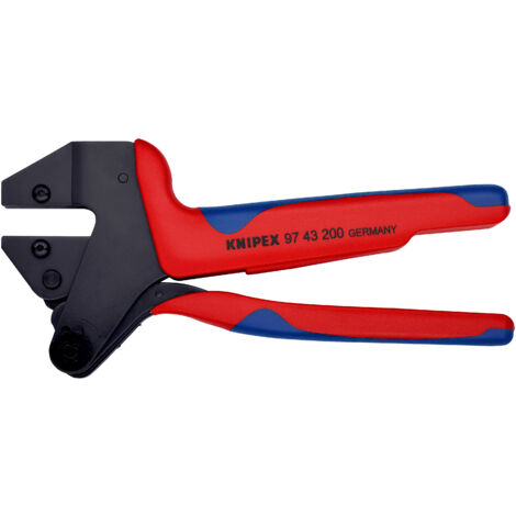 KNIPEX 97 43 200 A Pince à sertir universelle pour matrices de sertissage interchangeables avec poignées multimatières brunie 200 mm