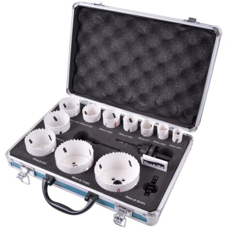 Makita – Jeu de scies-cloches 14 pièces D47298 – Bimétal HSS BiM – Diamètre max 75 mm – Pour bois, plastique, métal – Mallette de transport incluse - W068491
