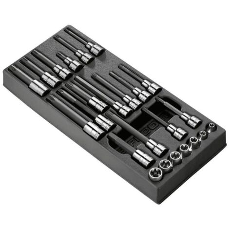 Facom – Kit assemblage de culasses – 12 embouts de vissage 1/2' – Douilles 1/2' et 3/8' – Plateau thermoformé XL pour rangement