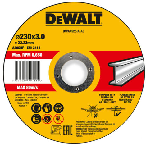 Lame pour meule DEWALT 4 1/2 po coupe de métal haute performance, paquet de 10 DW8062C10