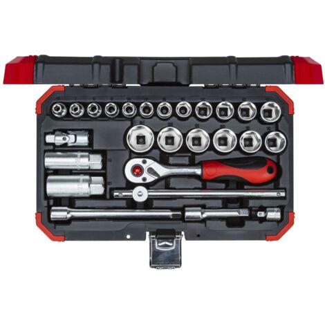 Gedore – Clé à douille 3/8 avec cliquet 2K – Coffret 26 pièces – Douilles 6-24mm pour maintenance – Ajustement optimal sans jeu (1/5)