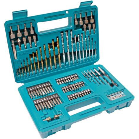 Makita – Foret à métaux pour perceuse – Set de 102 pièces B68432 – 13 forets HSS-TiN 1-7mm, 10 forets maçonnerie 3-10mm, embouts de vissage