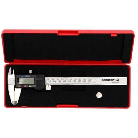 Gedore – Pied à coulisse numérique rouge 150mm – Affichage LCD – Commutateur mm/pouces – Vis de blocage – Boîte de rangement incluse (1/5)