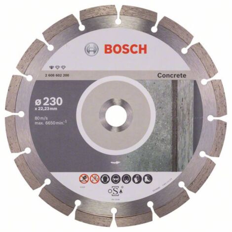 Bosch – Disque à tronçonner pour meuleuse – Diamètre 230 mm – Épaisseur 2,3 mm – Alésage 22,23 mm – Pour béton armé – Lot de 1