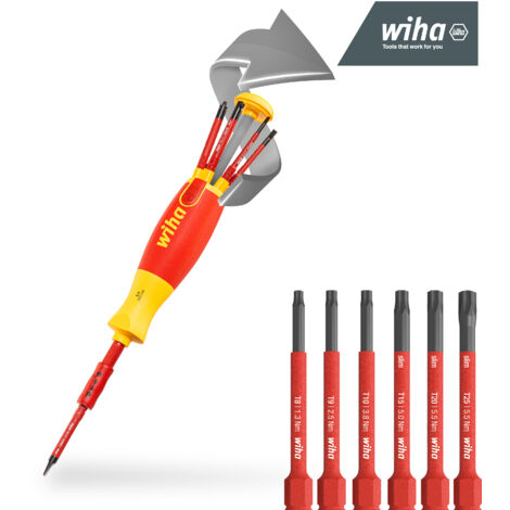 Wiha Tournevis avec magasin d'embouts LiftUp electric TORX® avec 6 slimBits. (41157)