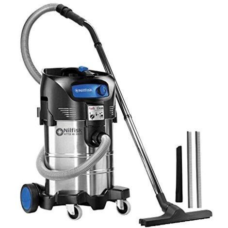 Nilfisk – Aspirateur professionnel humide et sec 1500W – Dépression 250 mbar – Capacité 37L – Système Push & Clean pour nettoyage filtre (1/4)