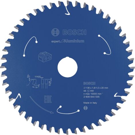 Lame de scie circulaire Bosch Expert pour l'aluminium pour scies à batterie 136 x 1,6/1 x 20 48 dents (1/7)