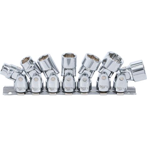 Jeu de douilles articulées, six pans carré femelle 10 mm (3/8") 3/8" – 3/4" en pouces 7 pièces BGS (1/4)