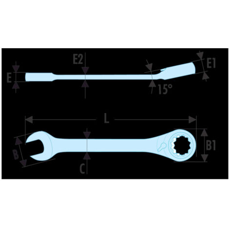 TJS-Clé à cliquet combinée 17mm Clé à cliquet métrique en CR-V avec