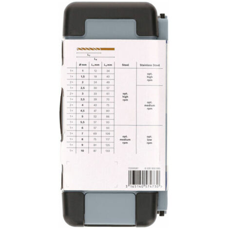 Bosch – Foret à métaux HSS-Co 18 pièces – Acier inoxydable – Longueur de travail 12 à 87mm – Angle de pointe 135° – 2607017047