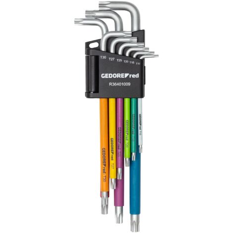 Gedore TX Jeu de clés mâles coudées T 10, T 15, T 20, T 25, T 27, T 30, T 40, T 45, T 50 9 pièces (1/5)