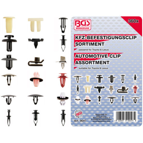 ASSORTIMENT DE CLIPS DE FIXATION AUTOMOBILES POUR TOYOTA & LEXUS 360 PIÈCES BGS 9047 (1/5)