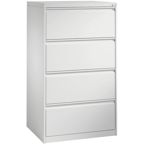 Armoire à dossiers suspendus pour classeurs DIN A4 C+P, tiroirs, deux rangs, façade gris clair, corps gris clair (1/2)