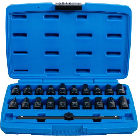 Bgs Technic – Coffret cliquet et douilles 21 pièces – Douilles hexagonales et carrées 10 mm (3/8") – Acier chrome-vanadium – Pour applications professionnelles