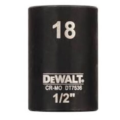 Clé à douille DEWALT courte 18mm 1/2 résistante aux chocs (1/2)